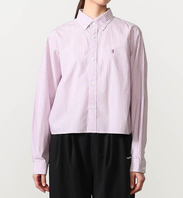 GYMPHLEX「Gymphlex | タイプライター ショートボタンダウンシャツ STRIPE WOMEN」|シャツ・ブラウス|