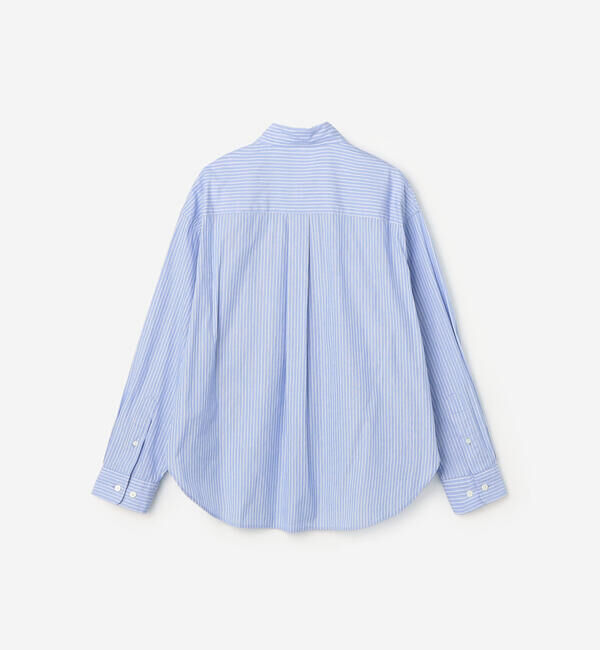 GYMPHLEX「Gymphlex | コットンストライプ ショートボタンダウン長袖シャツ WOMEN」|シャツ・ブラウス|