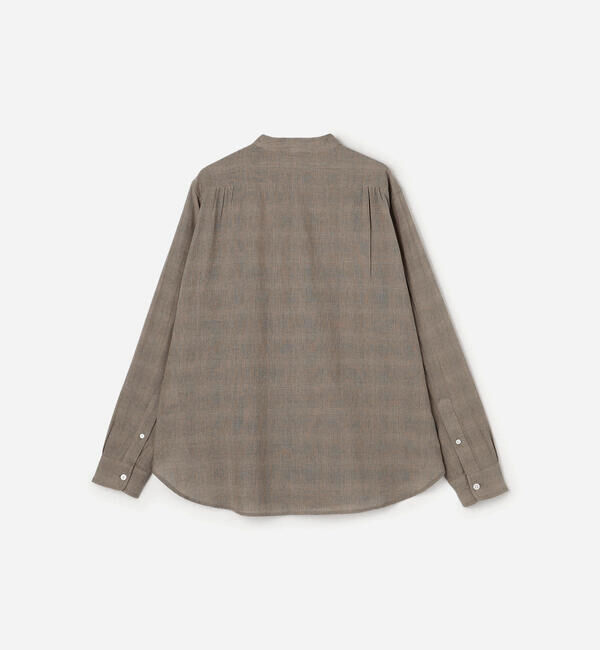  「INDIA INDUSTRY | ファインラインチェック バンドカラーシャツ WOMEN」|シャツ・ブラウス|