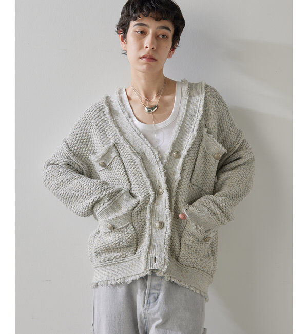  「TWEEDYニットジャケット2」|その他|サックスブルー