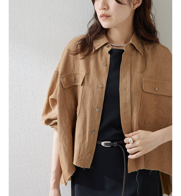  「ツイル顔料染めスクエアシャツ」|シャツ・ブラウス|キャメル