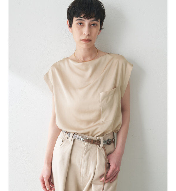  「サテンワッシャーノースリーブブラウス」|シャツ・ブラウス|