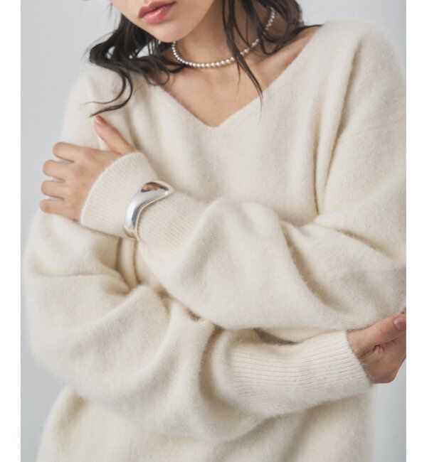  「フォックスウール Vネックプルオーバー」|ニット・セーター|オフホワイト