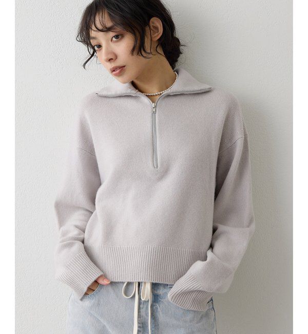  「ウールカシミヤZIPニットプルオーバー」|ニット・セーター|