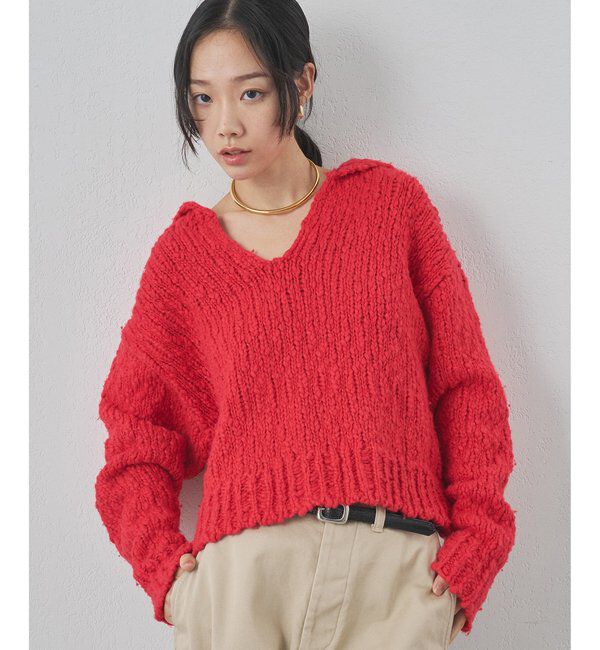  「ローゲージスキッパープルオーバー」|ニット・セーター|レッド