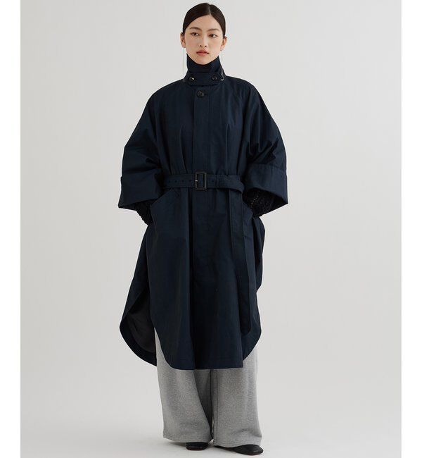  「ポンチョロングコート」|その他|ネイビー