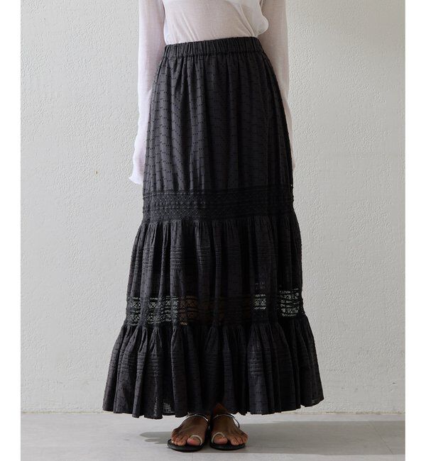  「コットンギャザーマキシスカート」|スカート|チャコールグレー