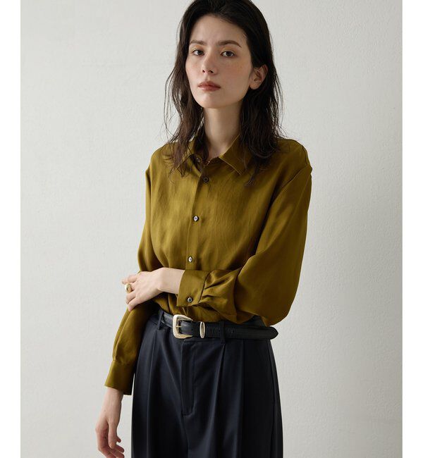 Drawing Numbers「【Drawing Numbers】キュプラロングスリーブシャツ」|シャツ・ブラウス|カーキ