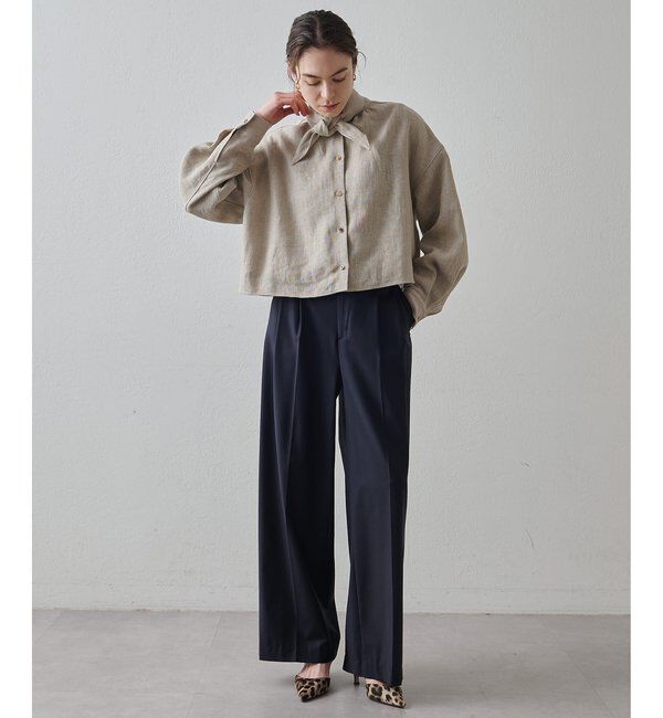 Drawing Numbers「【Drawing Numbers】ヘビーリネンタイブラウス」|シャツ・ブラウス|