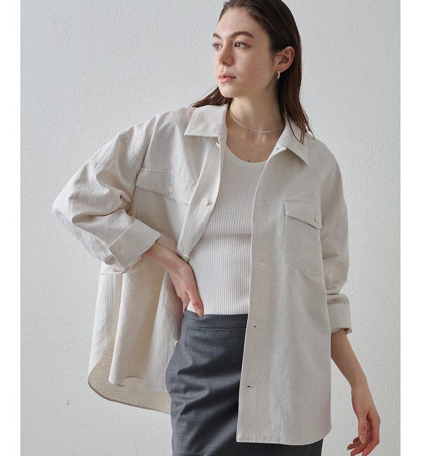 Drawing Numbers「【Drawing Numbers】コットンリネンデニムシャツ」|シャツ・ブラウス|