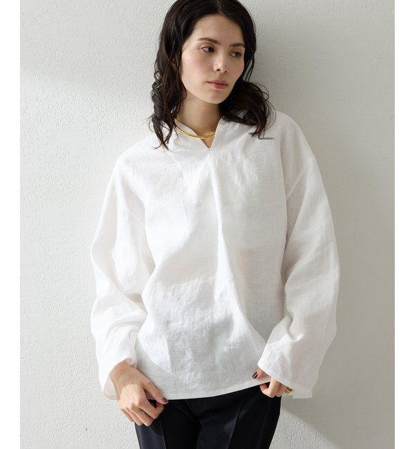  「リネンフードプルオーバー」|シャツ・ブラウス|オフホワイト