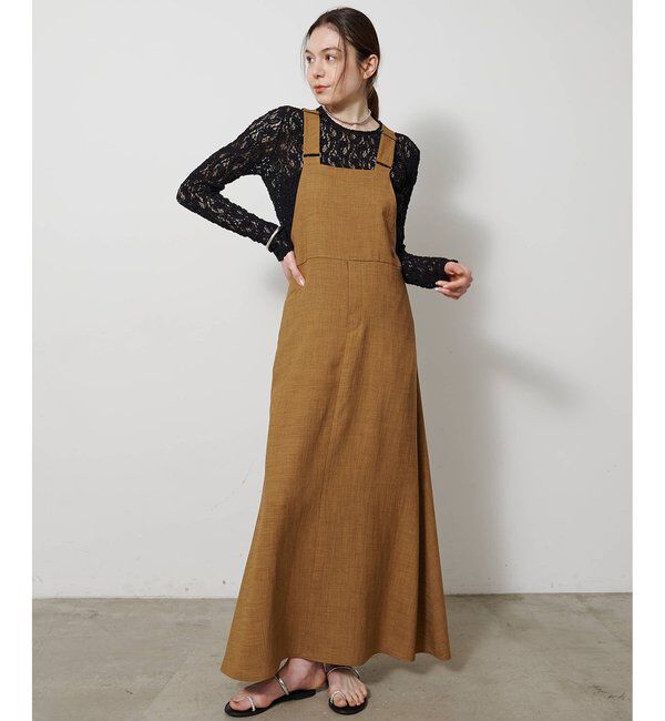 Drawing Numbers「【Drawing Numbers】フェイクリネンサロペットワンピース」|ワンピース|ブラウン