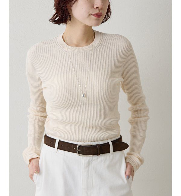  「ホールガーメントRIBプルオーバー」|ニット・セーター|アイボリー