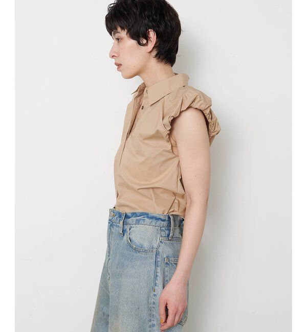 THE PAUSE「【THE PAUSE】袖ギャザーノースリーブシャツ」|シャツ・ブラウス|