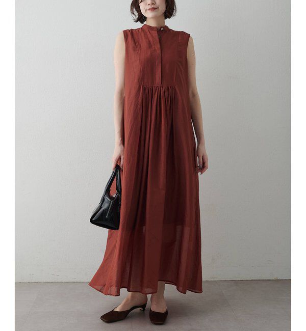  「シルクコットンギャザーワンピース」|ワンピース|