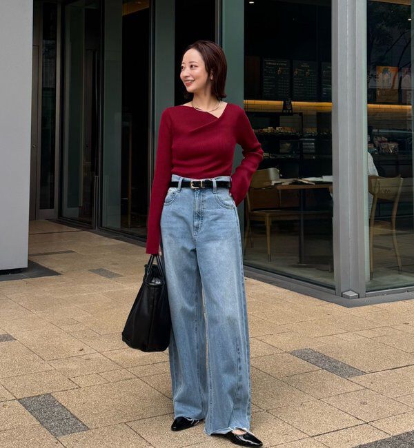  「デザインネックリブニット」|ニット・セーター|