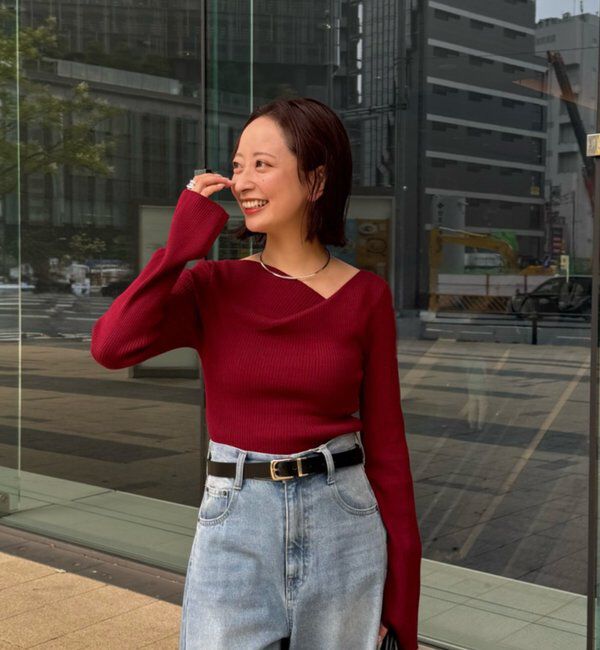  「デザインネックリブニット」|ニット・セーター|