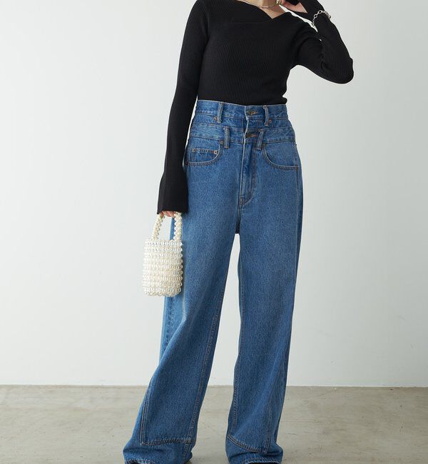  「デザインネックリブニット」|ニット・セーター|