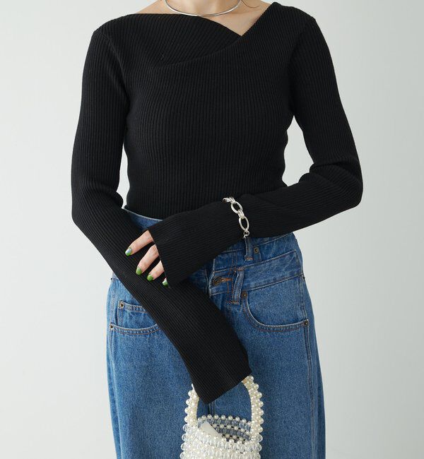  「デザインネックリブニット」|ニット・セーター|