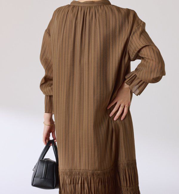  「袖シアーツイルストライプワンピース」|ワンピース|