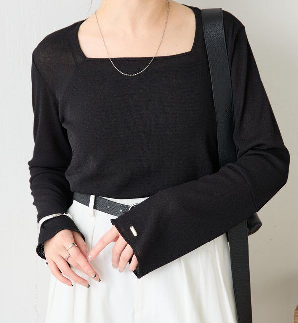  「シアーラメリブスクエアカットソー」|Tシャツ・カットソー|