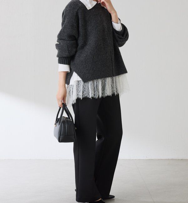  「裾レースハイネックシャツ」|シャツ・ブラウス|