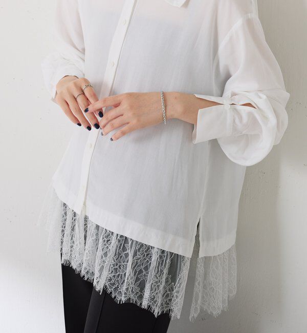  「裾レースハイネックシャツ」|シャツ・ブラウス|