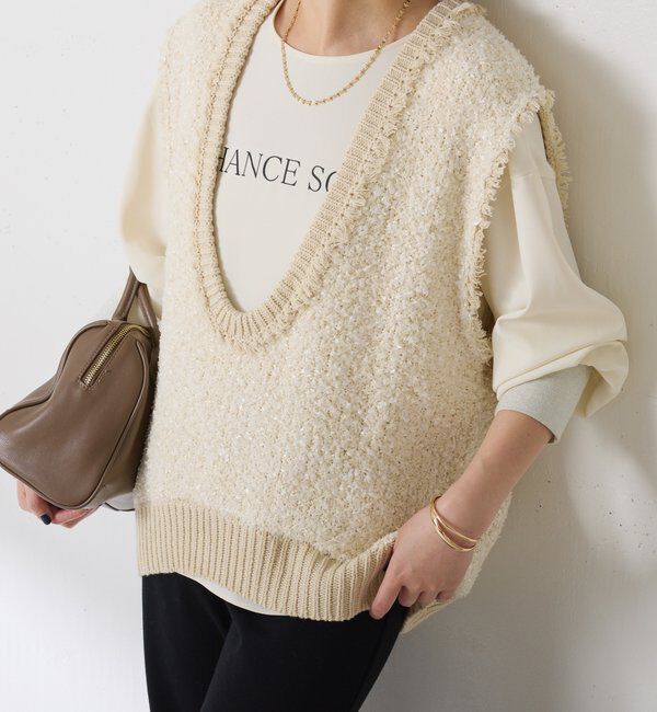  「ツイードライクニットベスト」|ニット・セーター|