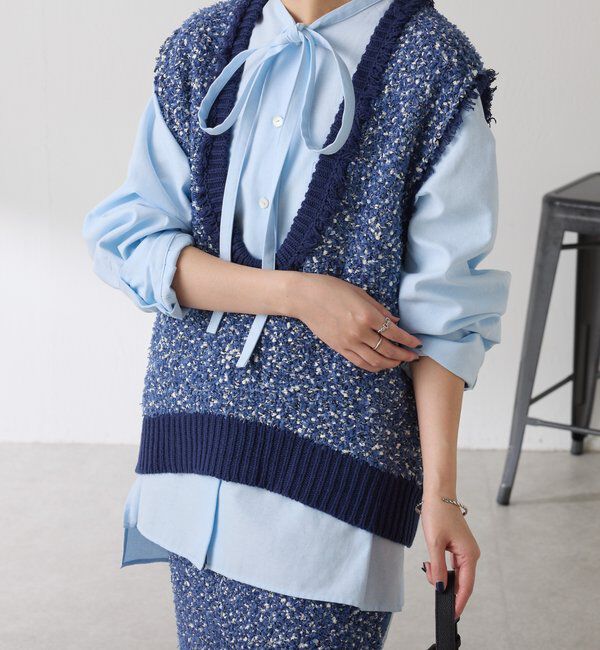  「ツイードライクニットベスト」|ニット・セーター|