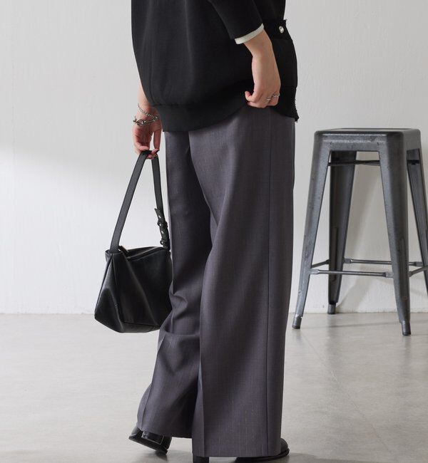  「ラメストライプゴムベルトパンツ」|チノ|