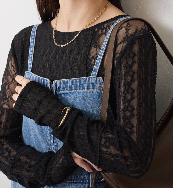  「QanosレースパッチワークロンT」|Tシャツ・カットソー|