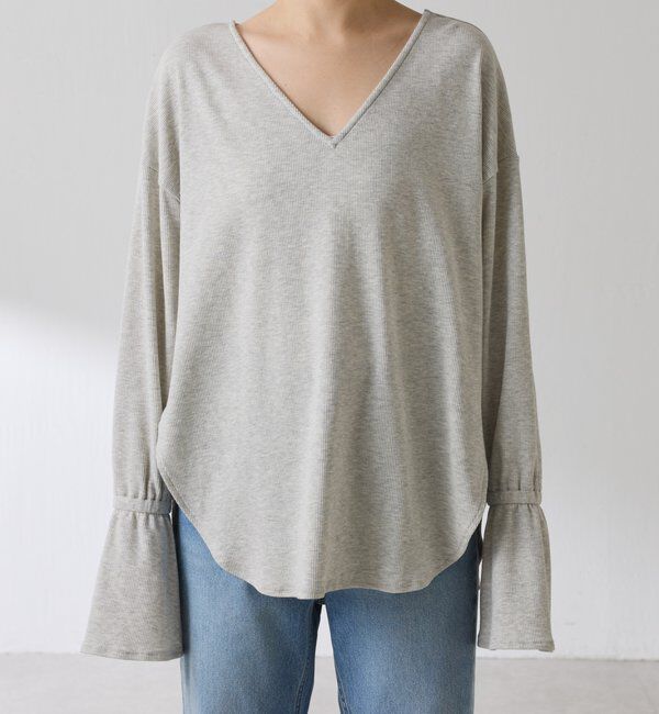  「Qanos 襟付きフリルロンT」|Tシャツ・カットソー|