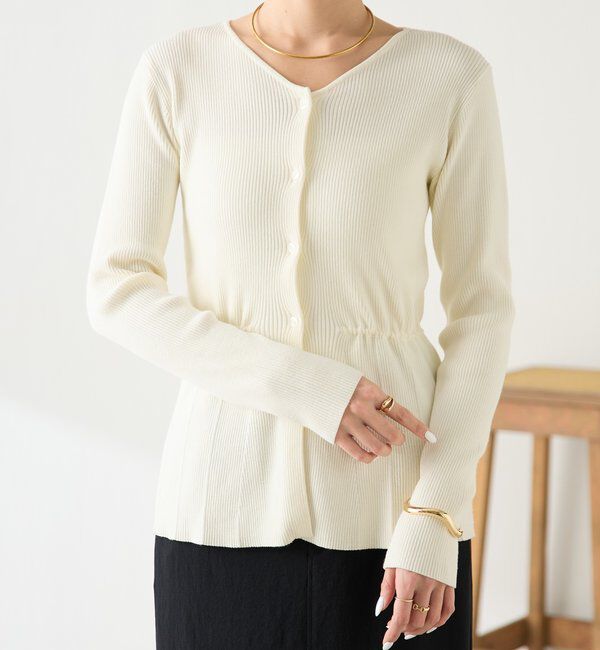  「リブペプラムカーディガン」|ニット・セーター|