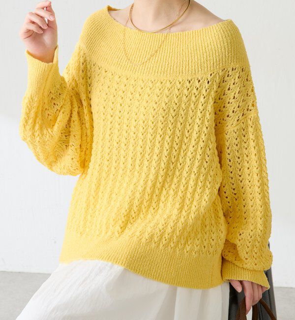  「レースステッチニット」|ニット・セーター|イエロー