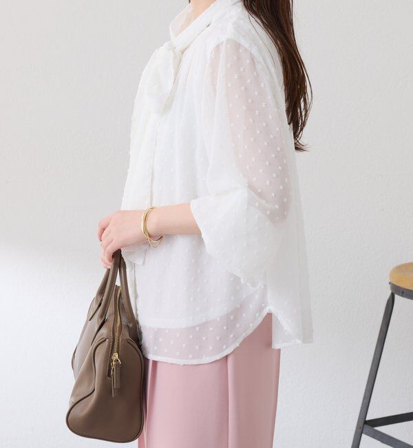  「楊柳ドットジャガードボウタイブラウス」|シャツ・ブラウス|