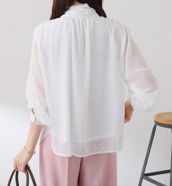  「楊柳ドットジャガードボウタイブラウス」|シャツ・ブラウス|