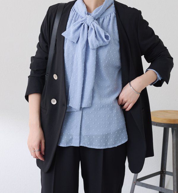  「楊柳ドットジャガードボウタイブラウス」|シャツ・ブラウス|