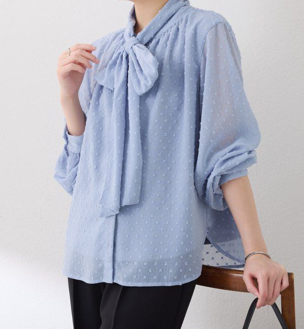  「楊柳ドットジャガードボウタイブラウス」|シャツ・ブラウス|