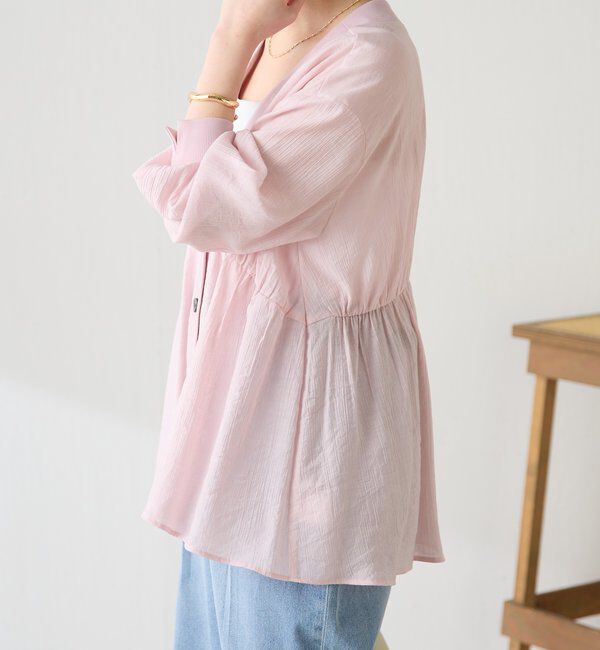  「《1枚で着映える》ギャザー切替シャツカーディガン」|シャツ・ブラウス|