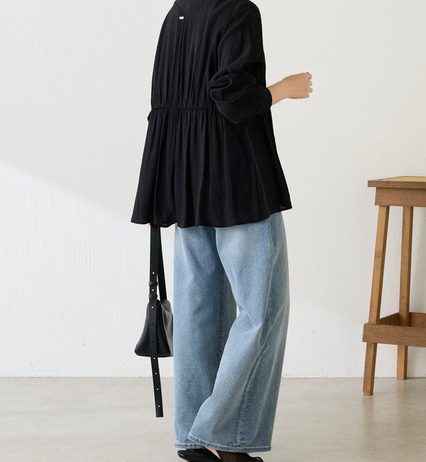  「《1枚で着映える》ギャザー切替シャツカーディガン」|シャツ・ブラウス|