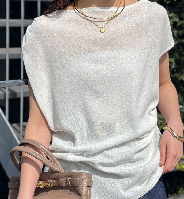  「【上品見えカットソー/シアー】アシメタックフレンチカットソー」|Tシャツ・カットソー|オフホワイト