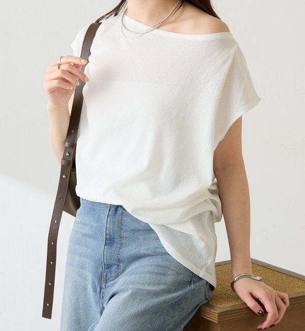  「【上品見えカットソー/シアー】アシメタックフレンチカットソー」|Tシャツ・カットソー|