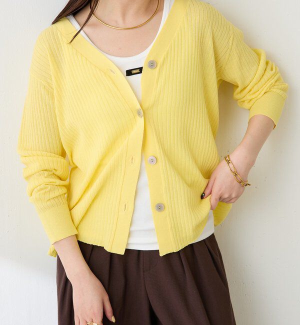  「ドライコットンワイドリブカーディガン」|ニット・セーター|