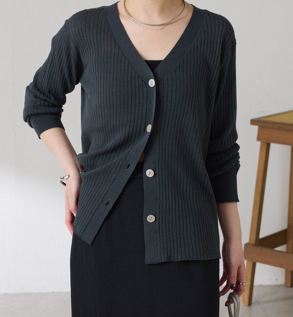  「ドライコットンワイドリブカーディガン」|ニット・セーター|