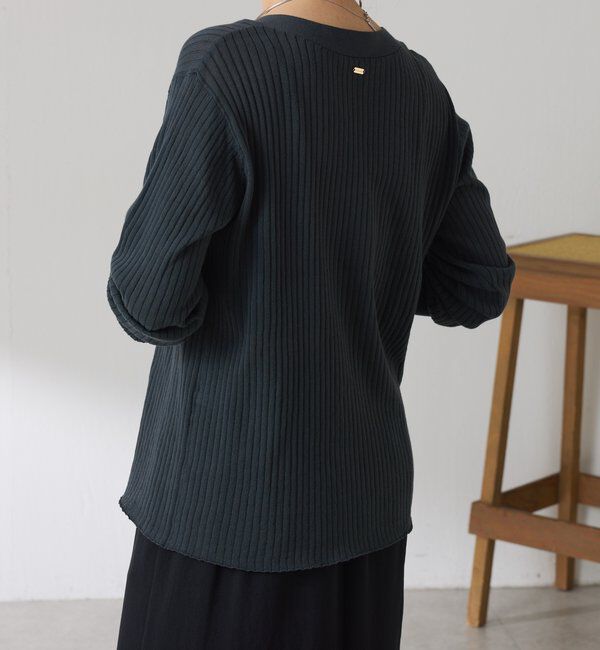  「ドライコットンワイドリブカーディガン」|ニット・セーター|