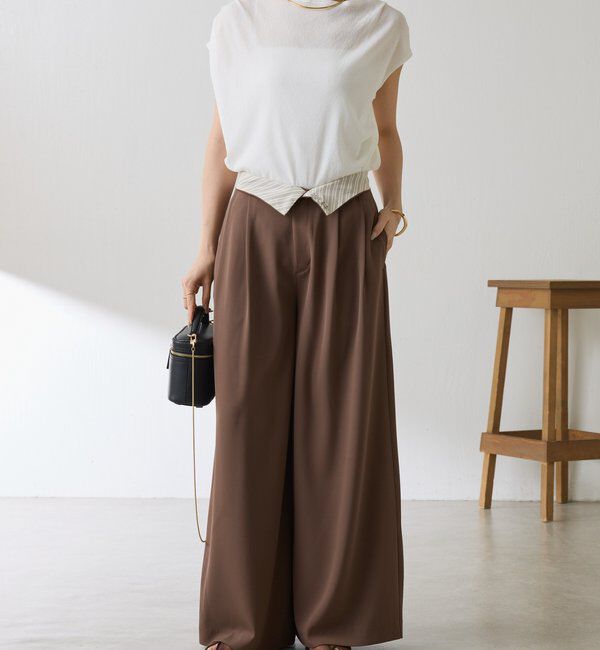  「《再入荷決定！SNSで人気》【Nuel/ヌエル】 2WAYハイウエストパンツ」|チノ|