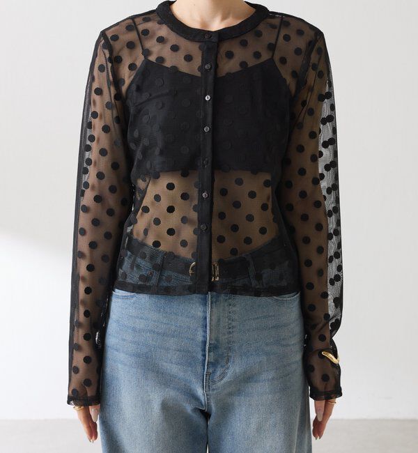  「【Nuel/ヌエル】 キャミ付きドットカーディガン」|Tシャツ・カットソー|