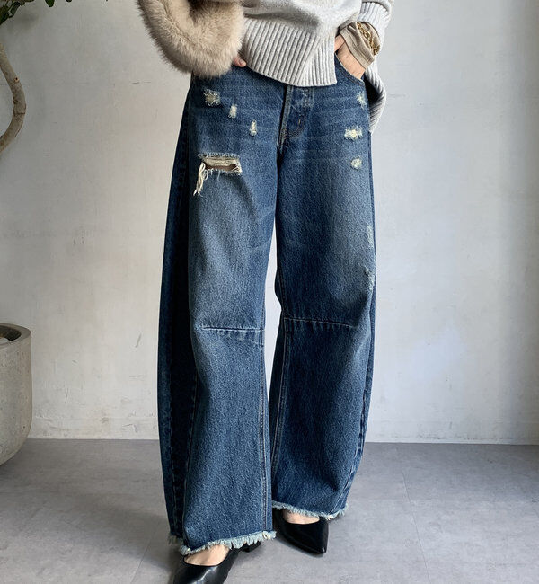  「【ベストセラーアイテム】ダメージカーブデニム」|デニム|