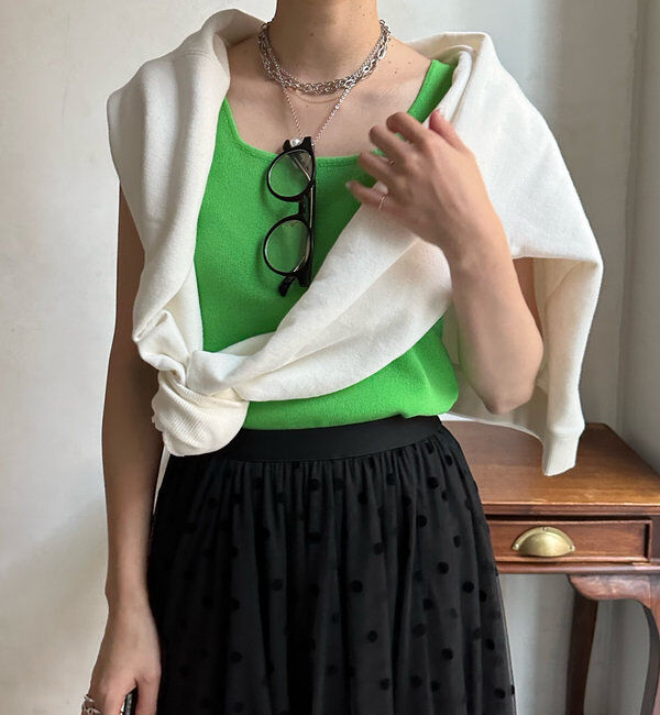  「スクエアニットタンク」|ニット・セーター|グリーン