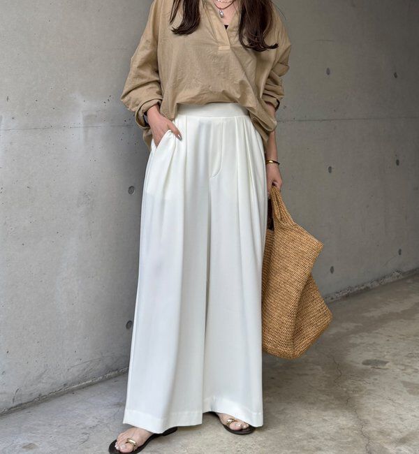  「【累計販売数3万枚突破/21色4サイズ展開！】タックワイドパンツ」|チノ|